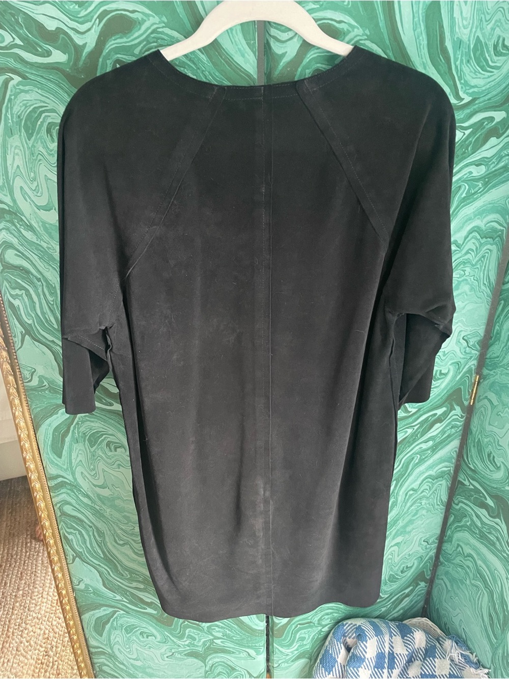 Isabel Marant Genuine Suede Black Long-Sleeve Shift Dress - Picture 5 of 6